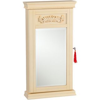 Asher Mirrored Wall Mounted Jewelry Armoire, White