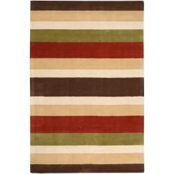 Hand tufted Casual Multi Striped Atych Wool Rug (33 X 53)