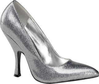 Womens Pin Up Bombshell   Silver Pearlized Glitter Patent Leather High Heels