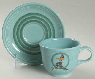 Homer Laughlin  Fiesta Looney Toons Turquoise Flat Cup & Saucer Set, Fine China