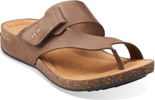 Womens Clarks Perri Coast   Brown Nubuck Thong Sandals