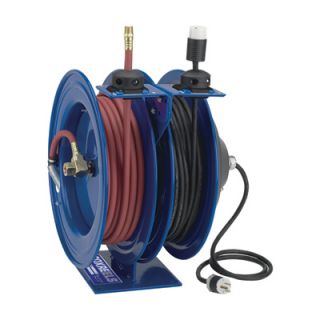 Coxreels Combo Air and Electric Hose Reel with Duplex Outlet Attachment, Model#