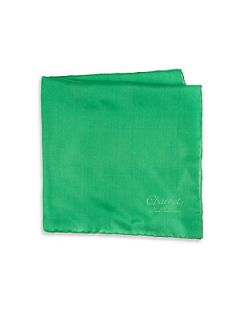 Charvet Solid Pocket Square   Green