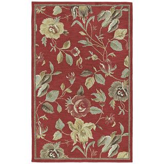 Lawrence Raspberry Floral Hand tufted Wool Rug (96 X 130)