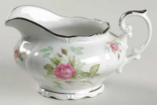 Chalfonte Rose Creamer, Fine China Dinnerware   Pink Roses, Green   Leaves