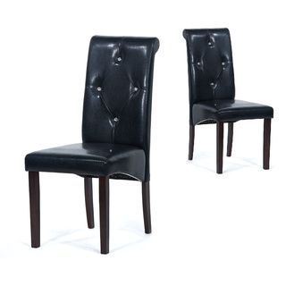 Warehouse Of Tiffany Black Polyurethane leather Dining Room Chairs (set Of 8)