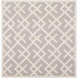 Transitional Moroccan Dhurrie Gray/ivory Wool Rug (6 Square)