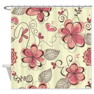  Flowers and Hearts Shower Curtain  Use code FREECART at Checkout