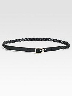 Gucci Selleria Braided Spur Buckle Leather Belt   Black
