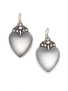 Alexis Bittar Jeweled Lucite Heart Earrings   Grey