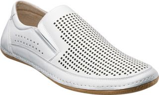 Mens Stacy Adams Northshore 24863   White Leather Moc Toe Shoes
