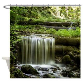  Green Forest Waterfall Shower Curtain  Use code FREECART at Checkout