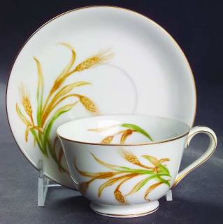 Craftsman (Japan) Harvest Footed Cup & Saucer Set, Fine China Dinnerware   #353,