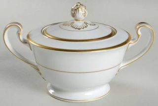 Noritake Goldcroft (4983) Sugar Bowl & Lid, Fine China Dinnerware   White Backgr
