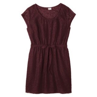 Merona Womens Plus Size Short Sleeve Lace Overlay Dress   Berry 3X