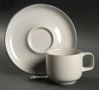 Rosenthal   Continental Kaari Grey Flat Cup & Saucer Set, Fine China Dinnerware