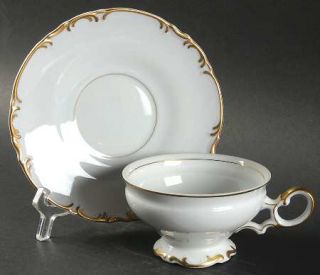 Mikasa Venice Footed Cup & Saucer Set, Fine China Dinnerware   Scalloped, White