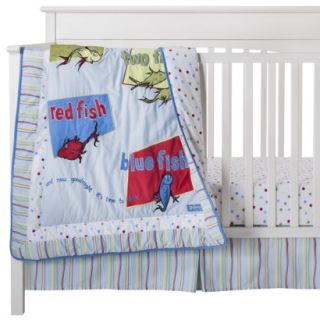 Dr Seuss One Fish Two Fish 3Pc Crib Bedding Set   Blue by Lab