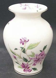 Lenox China Barrington 5 Vase, Fine China Dinnerware   Gray Band, Pink Floral C