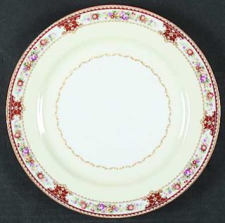 Regal (Japan) Lafayette Dinner Plate, Fine China Dinnerware   Rust Border,Floral