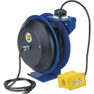 Coxreels EZ Coil Safety Series Power Cord Reel with Quad Receptacle   50ft.,