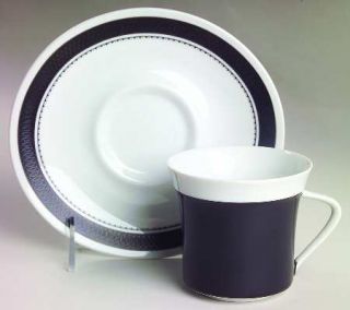 Mikasa Ebony Flat Cup & Saucer Set, Fine China Dinnerware   Tempo Seventy, Black