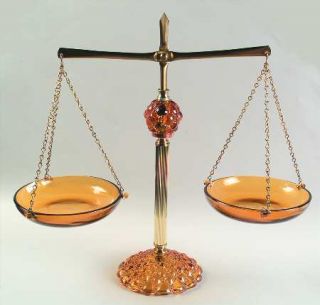 Princess House Crystal Scale Of Justice Amber & Brass Justice Scale   Copper/Bra