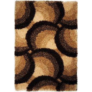 Chic Luxurious Soft Shag Waves Brown Beige Area Rug (5 X 610)