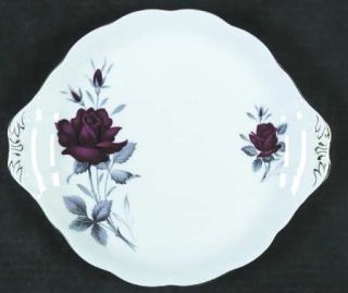Royal Albert Sweet Romance Handled Cake Plate, Fine China Dinnerware   Red Roses