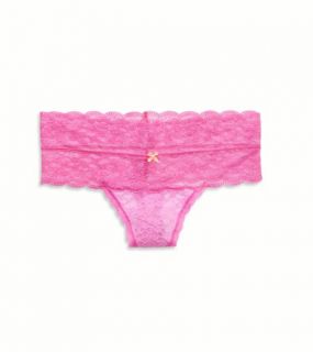 Neon Magenta Aerie For AEO Hi Rise Lace Thong, Womens L