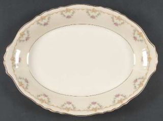 Syracuse Wardell 12 Oval Serving Platter, Fine China Dinnerware   Tan Scrolls,P