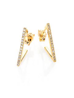 Zoe Chicco Diamond & 14K Yellow Gold Triangle Hoop Earrings   Gold