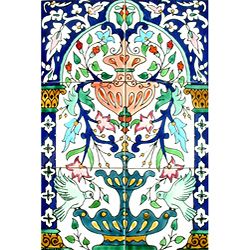 Green Doves n fountain 6 tile Ceramic Mosaic Mural