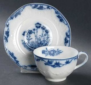 J & G Meakin Stafford Flat Cup & Saucer Set, Fine China Dinnerware   Flow Blue,