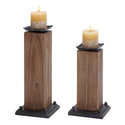 Rustic Serenity Candle Holders (set Of 2) (Rustic Espresso unfinished woodCandle type PillarTotal number of included candles holders 2Dimensions large 15 inches high x 6 inches wide x 6 inches deepDimensions small 12 inches high x 6 inches wide x 6 in