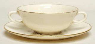 Lenox China Starlight Flat Cream Soup Bowl & Dessert Plate/Saucer Set, Fine Chin