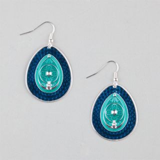 Ethched Teardrop Earrings Turquoise One Size For Women 234757241