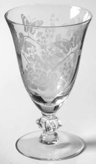 Duncan & Miller Charmaine Rose Juice Glass   Stem 5375, Etched Floral&Butterflie