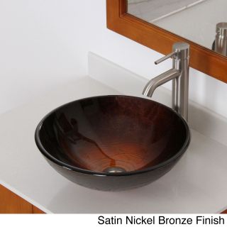Elite Modern Design Tempered Glass Bathroom Vessel Sink With Faucet Combo