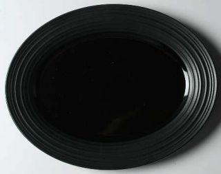 Mikasa Swirl Black 14 Oval Serving Platter, Fine China Dinnerware   All Black,E
