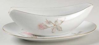 Sango Pastoral Gravy Boat & Underplate (Relish), Fine China Dinnerware   Pink Ro