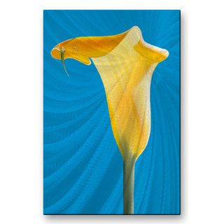 Ora Sorenson Yellow Calla Metal Wall Art (MediumSubject FloralOuter dimensions 23.5 inches tall x 16 inches wide )