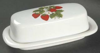 Nelson McCoy Strawberry Country 1/4 Lb Covered Butter, Fine China Dinnerware   S