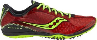 Mens Saucony Shay XC3 Flat   Red/Citron/Black Running Shoes