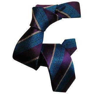 Dmitry Boys Purple Striped Italian Silk Woven Tie (PurpleApproximate length 48 inchesApproximate width 2.25 inchesCountry of Origin ItalyMaterials 100 percent silkCare instructions Dry cleanModel DMITRY Boy 1 )
