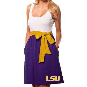 LSU Tigers NCAA Womens Babydoll Bowtie Dress 2