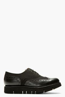 Grenson Black Canvas And Leather Max Austerity Brogue Shoes