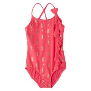Xhilaration Girls 1 Piece Pineapple Swimsuit   Pink M