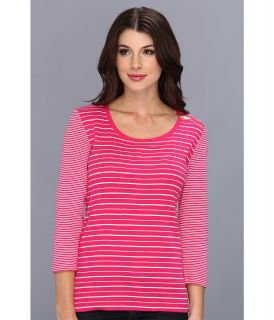 Jones New York 3/4 Sleeve Scoop Neck Top w/ Zipper Detail Womens T Shirt (Pink)