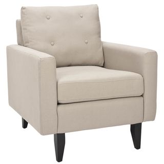 Safavieh Moonstruck Biege Club Chair (BeigeMaterialsLinen fabric, woodFinish MahoganySeat height 18.9 inchesDimensions 35 inches high x 34.4 inches wide x 29.9 inches deep Number of boxes this will ship in 1 )